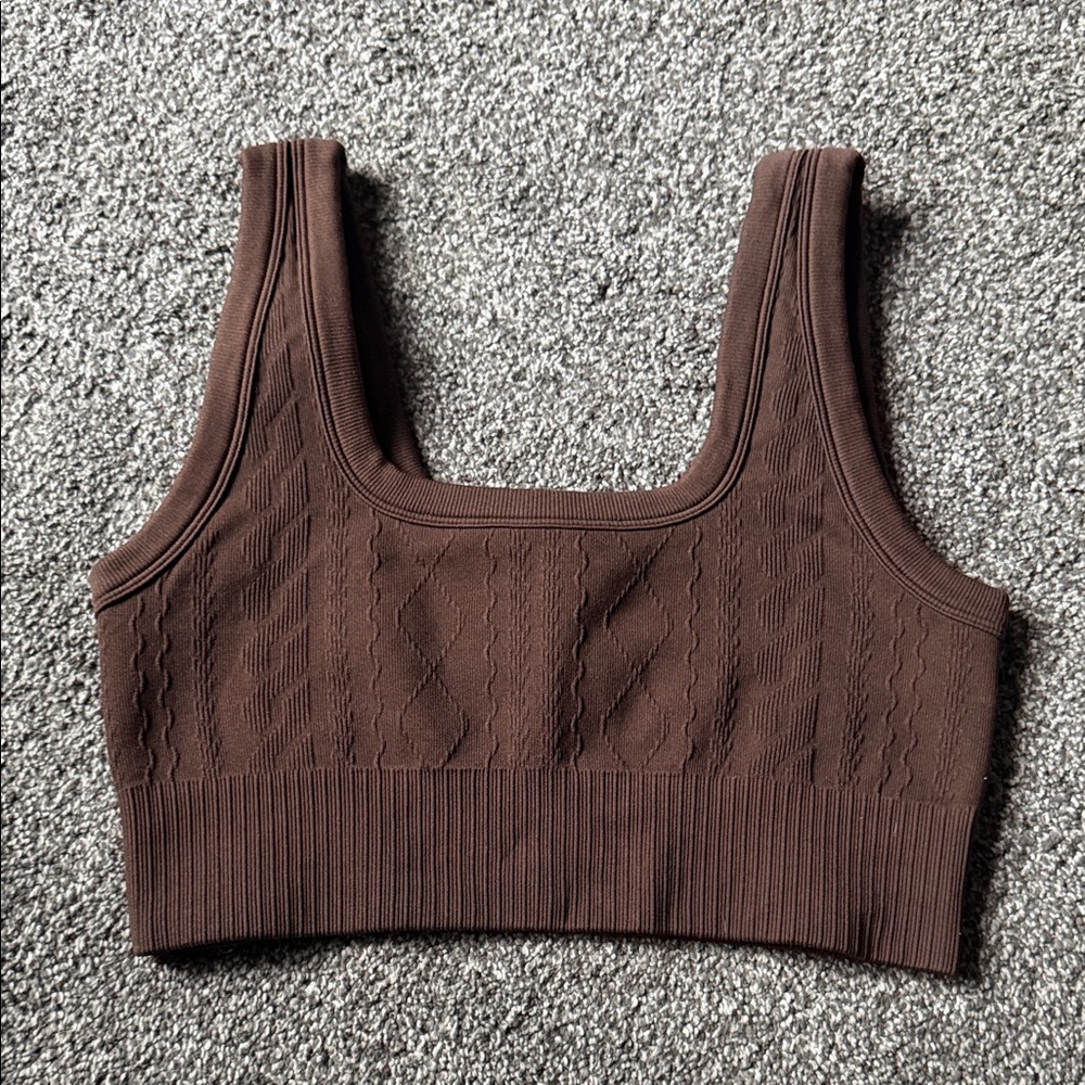 JoyLab Brown Textured Crop Top